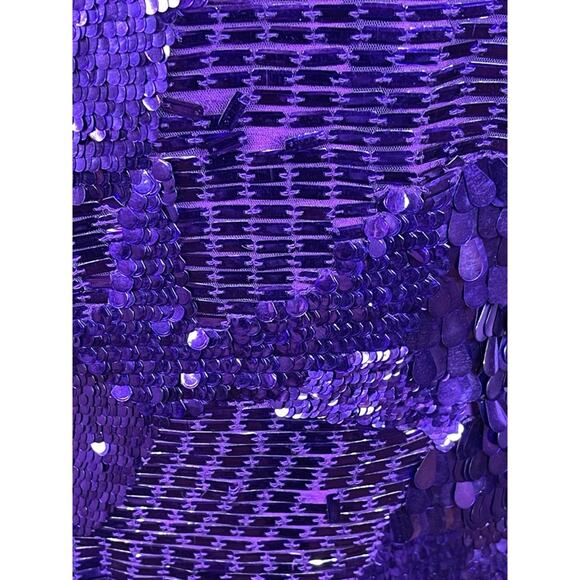 Retrofete April Sequin Embellished Long Sleeve Royal Purple Mini Dress Sz Large - Picture 6 of 12